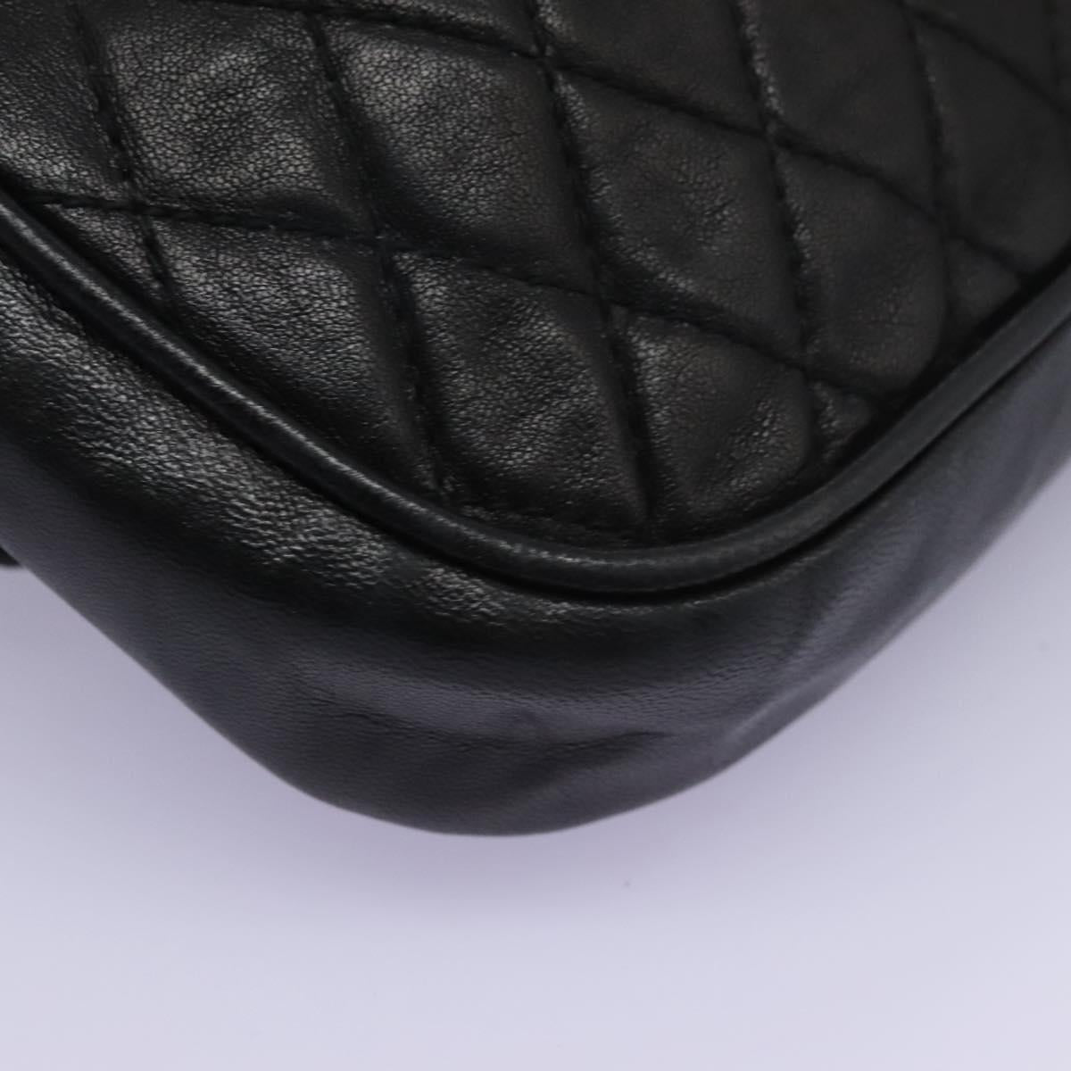 BALLY Chain Shoulder Bag Leather Black Gold Auth BD059