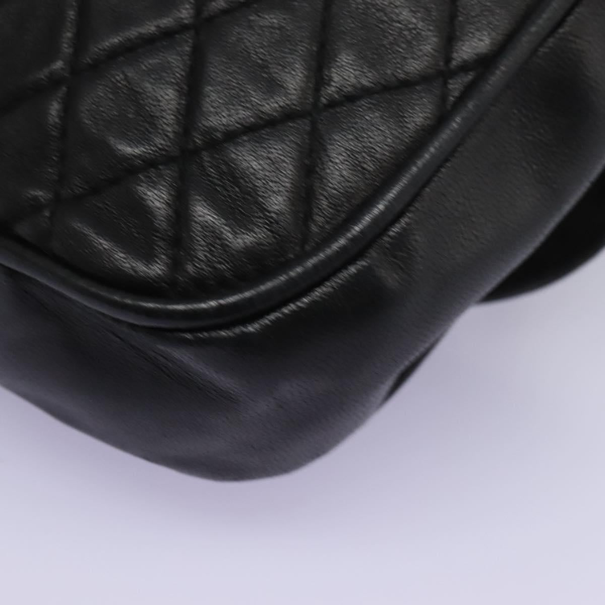 BALLY Chain Shoulder Bag Leather Black Gold Auth BD059