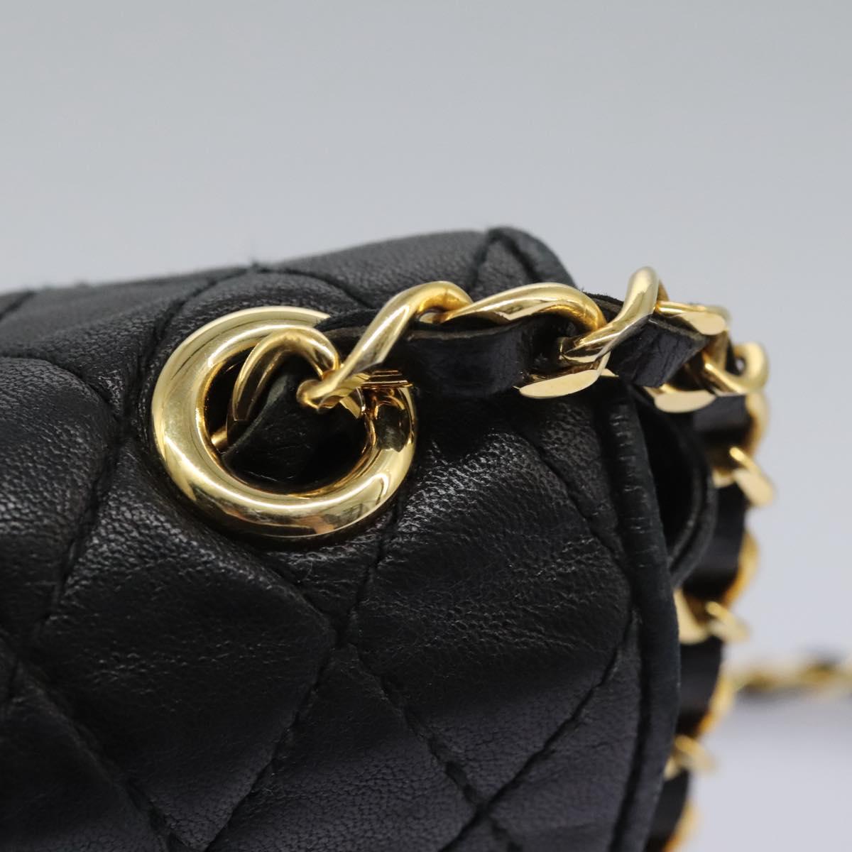 BALLY Chain Shoulder Bag Leather Black Gold Auth BD059