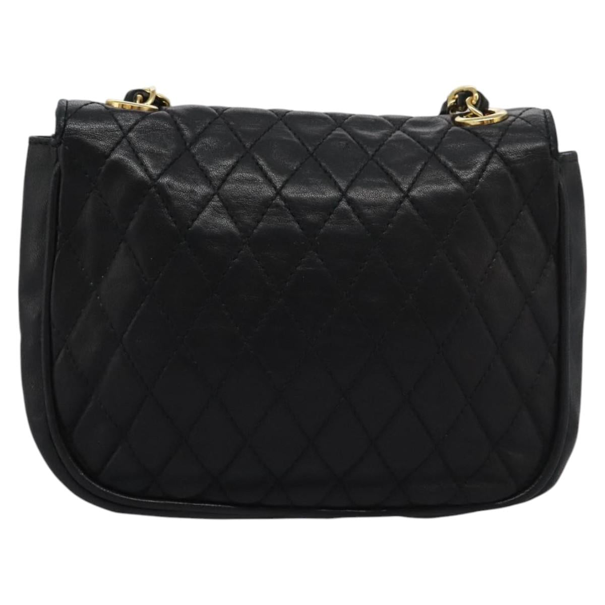 BALLY Chain Shoulder Bag Leather Black Gold Auth BD059