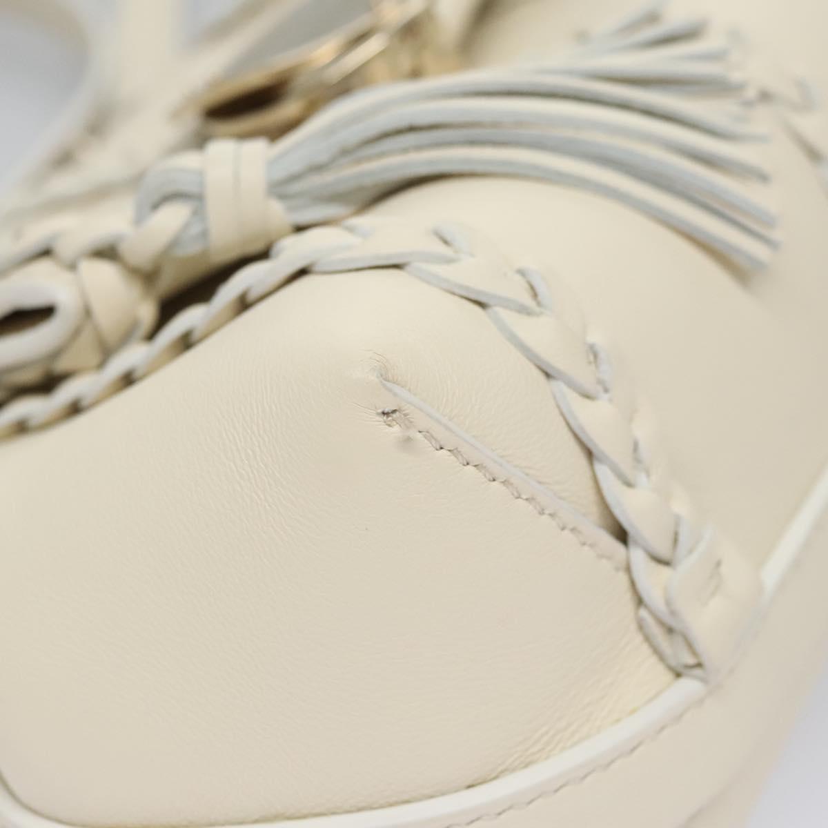 Chloe Fringe Hand Bag Leather 2way White Auth BD060AV