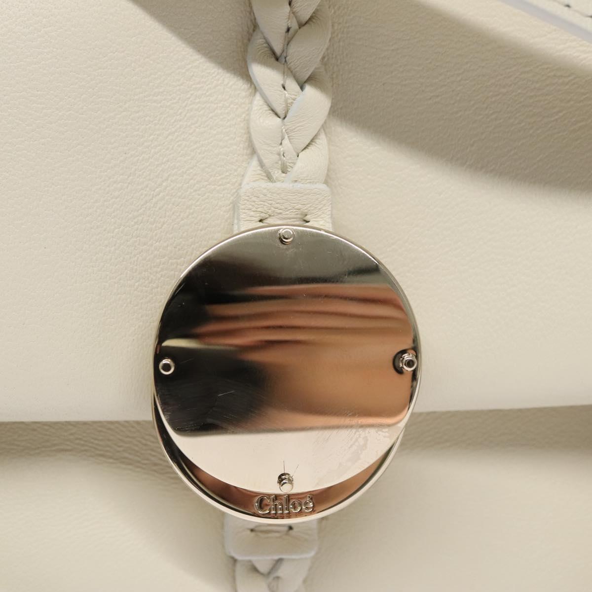 Chloe Fringe Hand Bag Leather 2way White Auth BD060AV