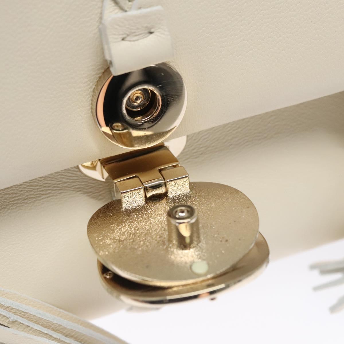 Chloe Fringe Hand Bag Leather 2way White Auth BD060AV