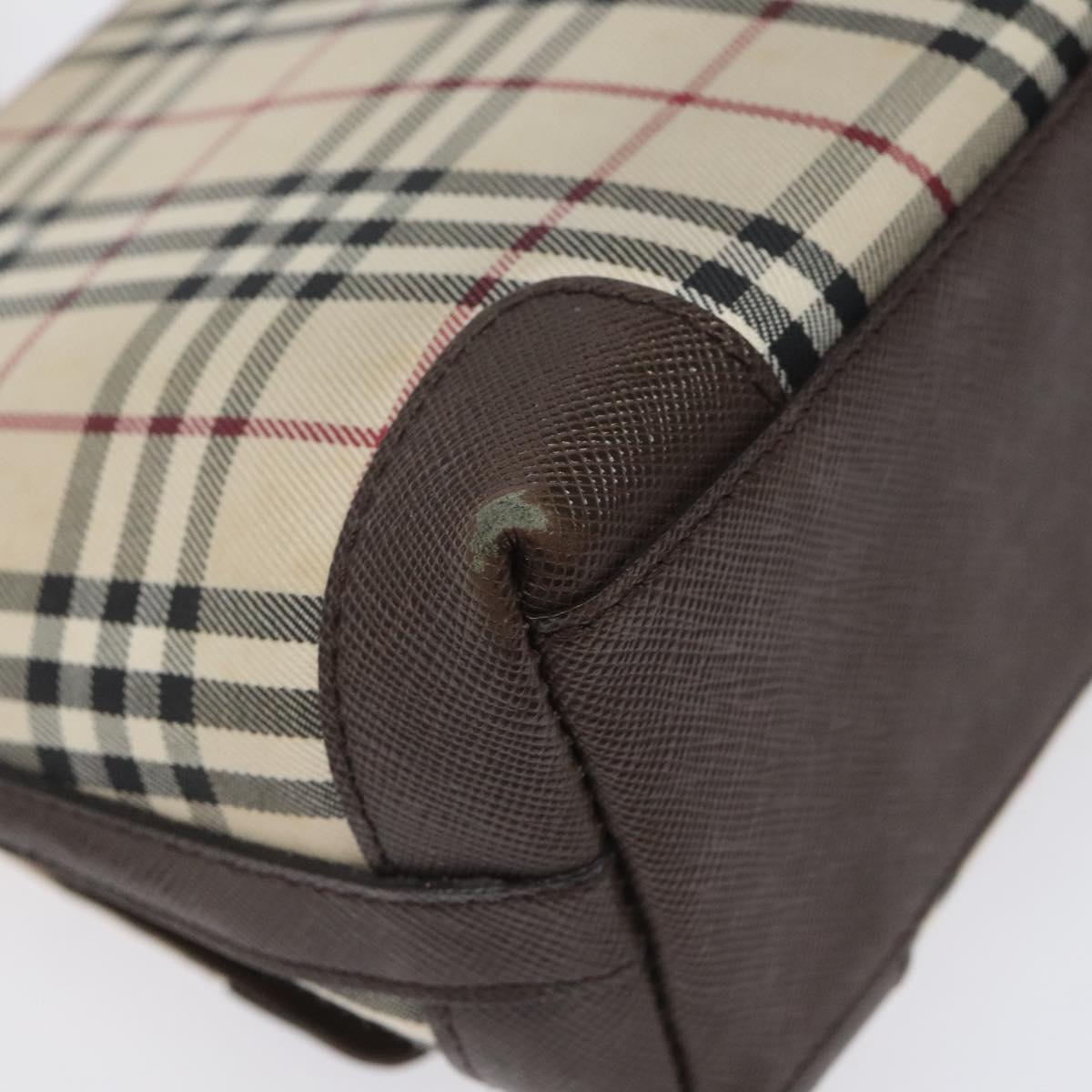 BURBERRY Nova Check Shoulder Bag Canvas Beige Silver Auth BD069