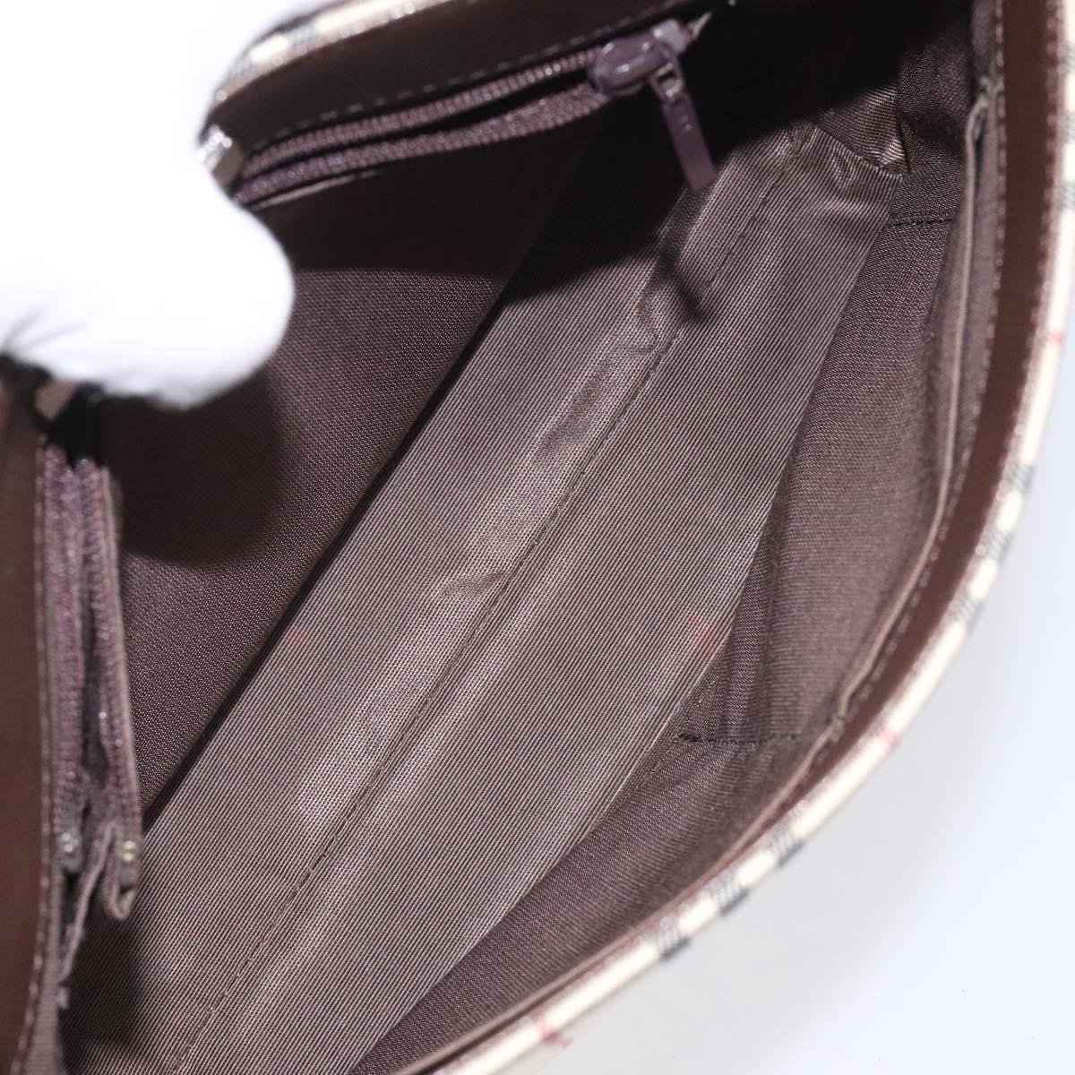 BURBERRY Nova Check Shoulder Bag Canvas Beige Silver Auth BD069