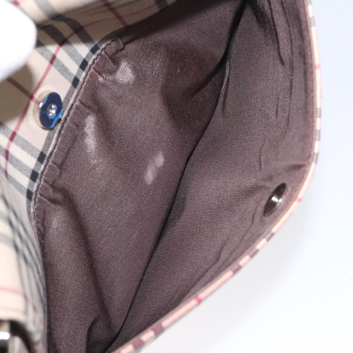 BURBERRY Nova Check Shoulder Bag Canvas Beige Silver Auth BD069