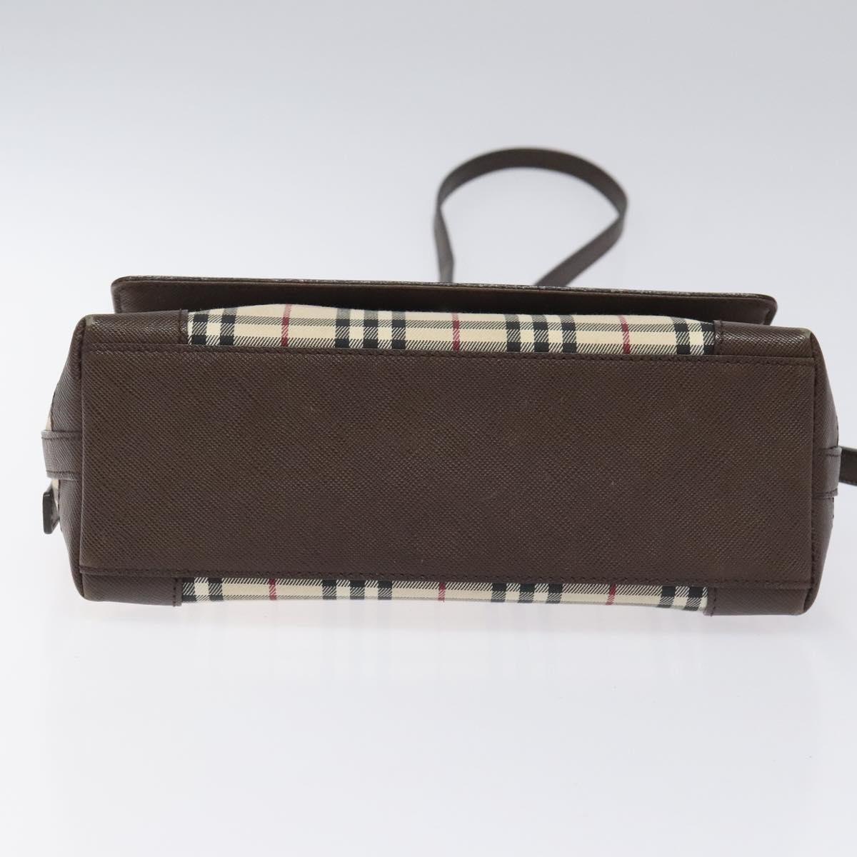 BURBERRY Nova Check Shoulder Bag Canvas Beige Silver Auth BD069