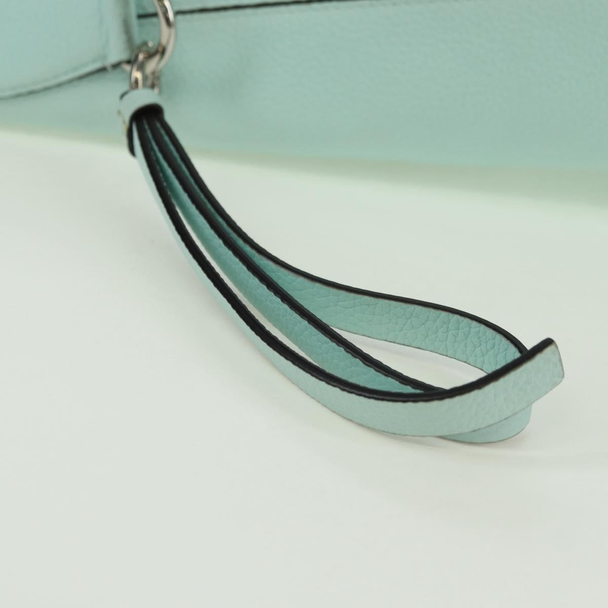 Salvatore Ferragamo Gancini Shoulder Bag Leather Silver Peppermint Auth BD070AV