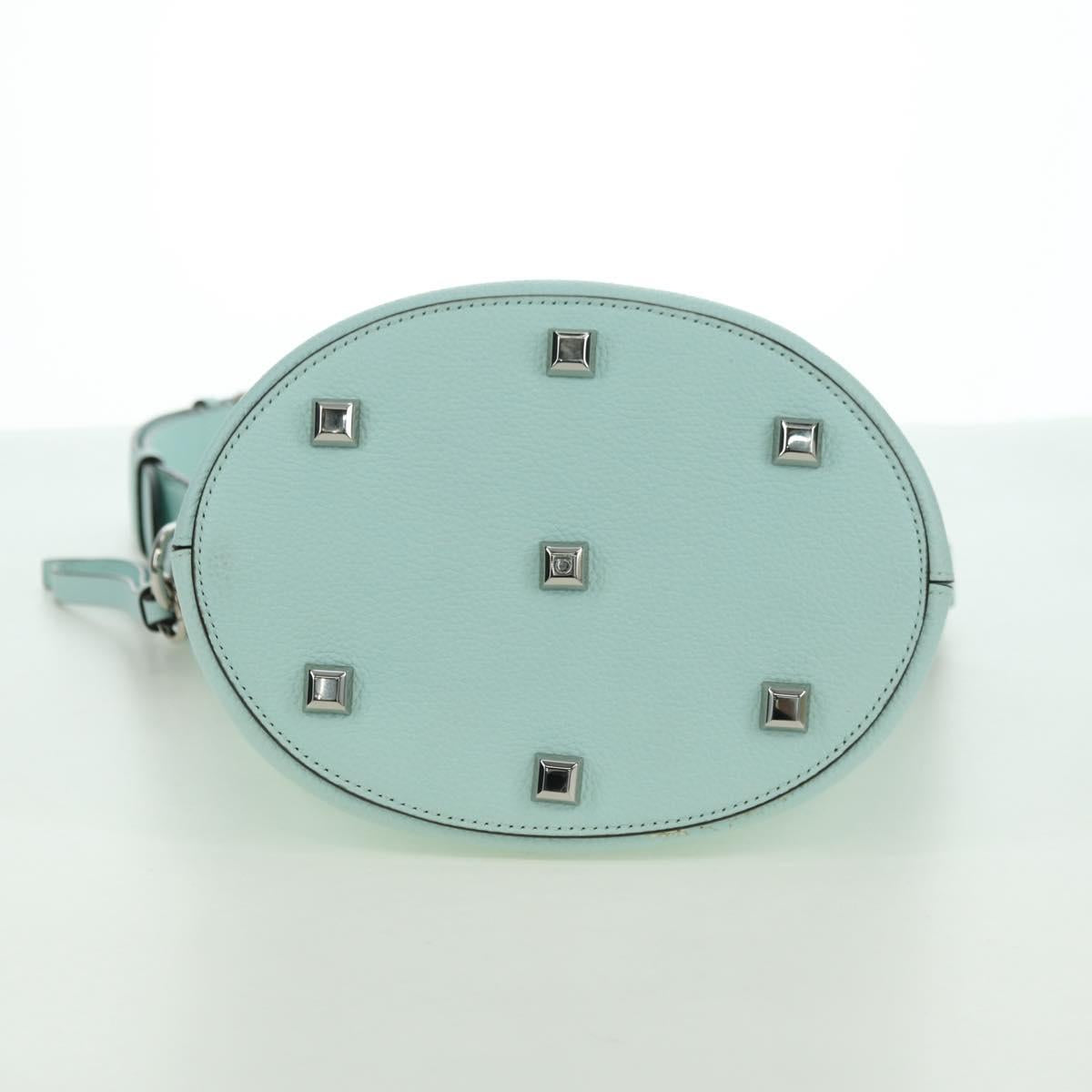 Salvatore Ferragamo Gancini Shoulder Bag Leather Silver Peppermint Auth BD070AV