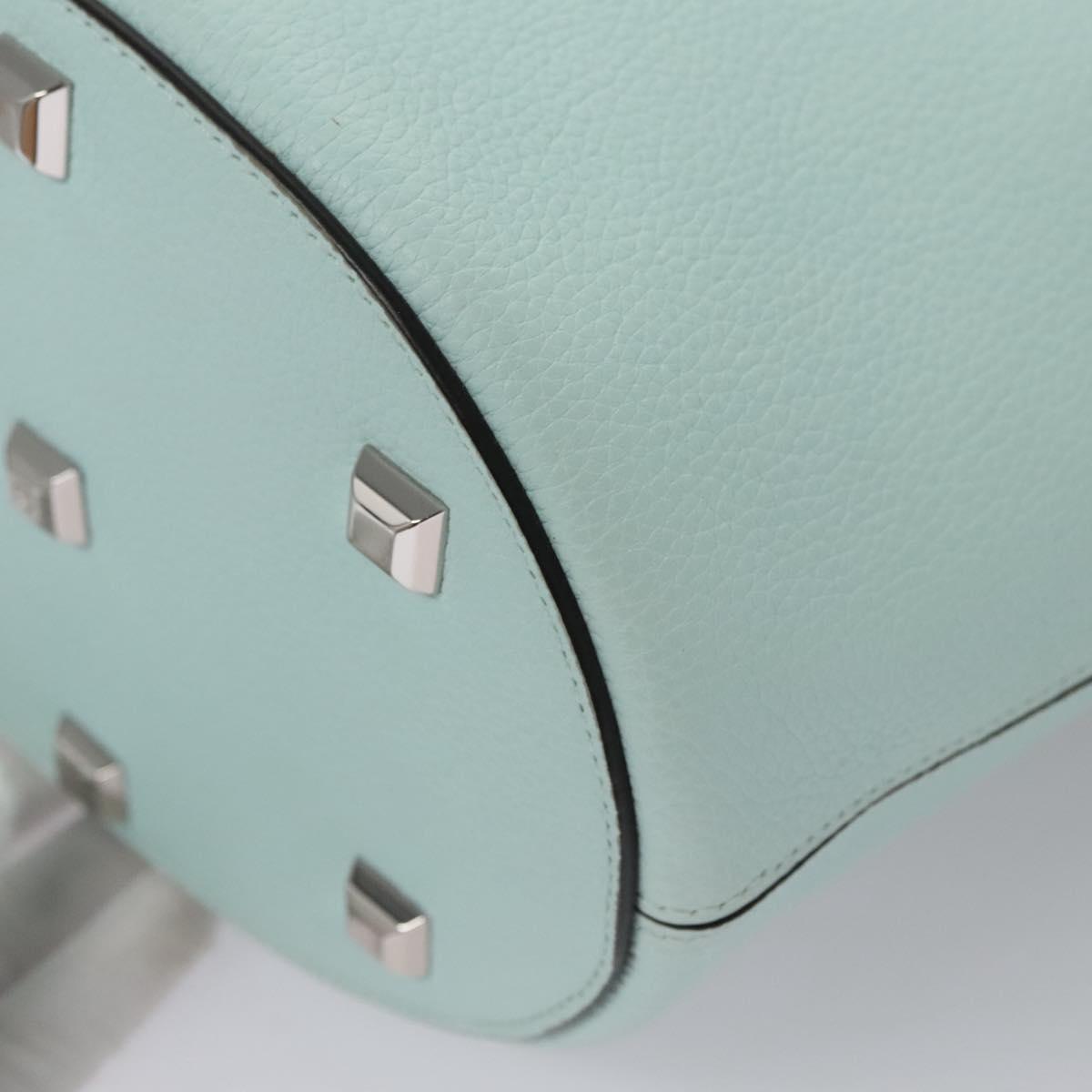 Salvatore Ferragamo Gancini Shoulder Bag Leather Silver Peppermint Auth BD070AV