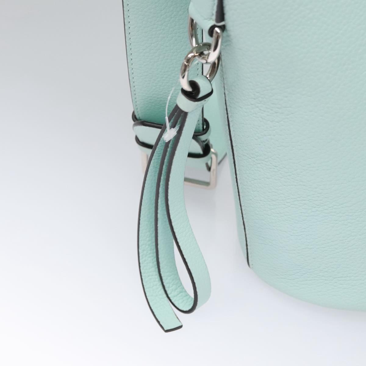 Salvatore Ferragamo Gancini Shoulder Bag Leather Silver Peppermint Auth BD070AV