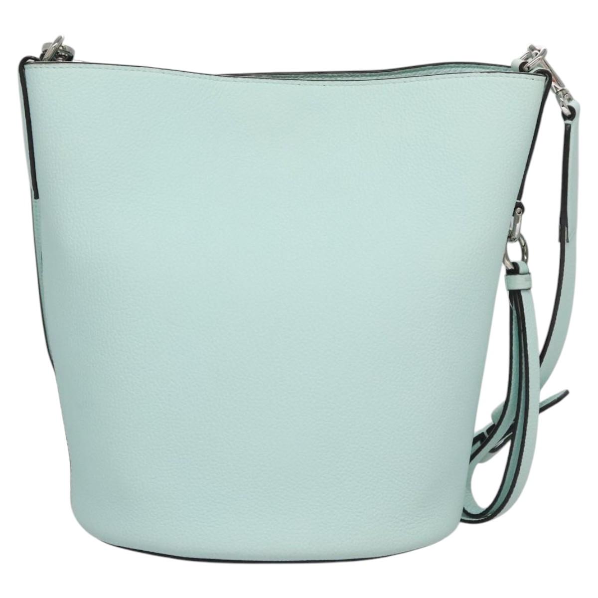 Salvatore Ferragamo Gancini Shoulder Bag Leather Silver Peppermint Auth BD070AV