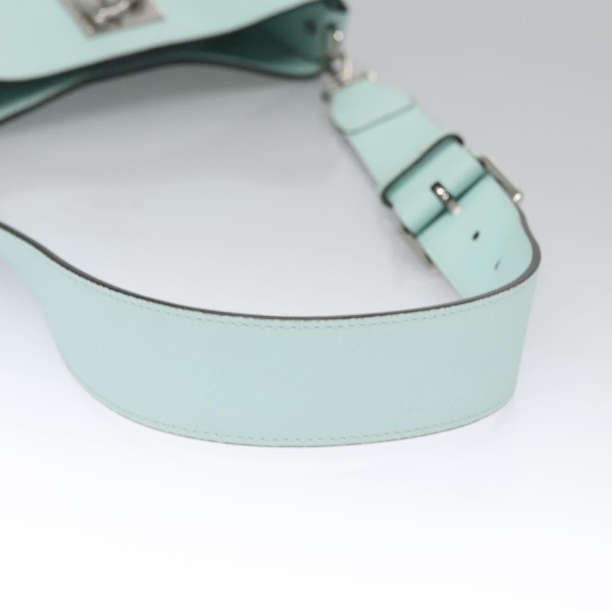 Salvatore Ferragamo Gancini Shoulder Bag Leather Silver Peppermint Auth BD070AV