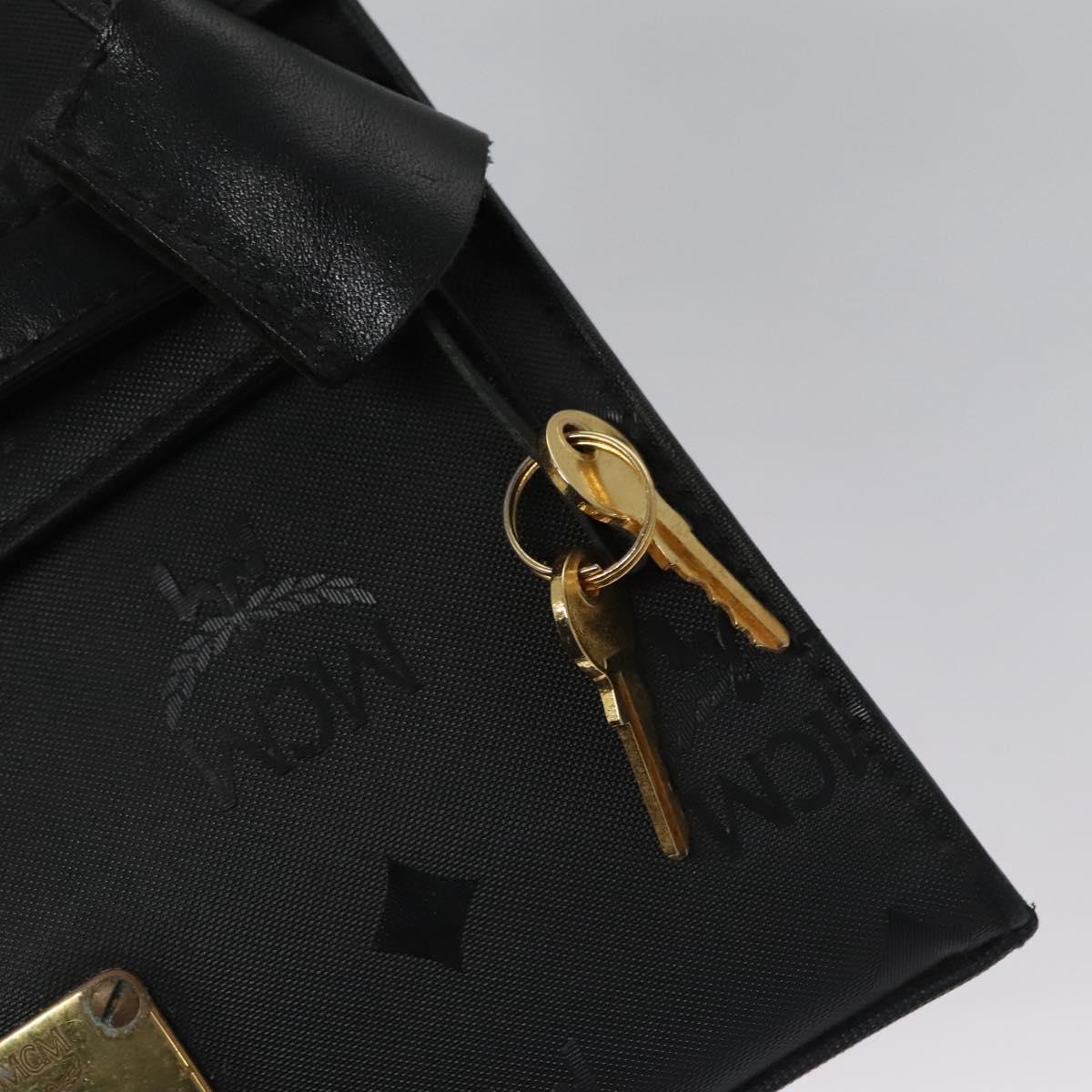 MCM Vicetos Logogram Hand Bag Nylon Black Gold Auth BD073
