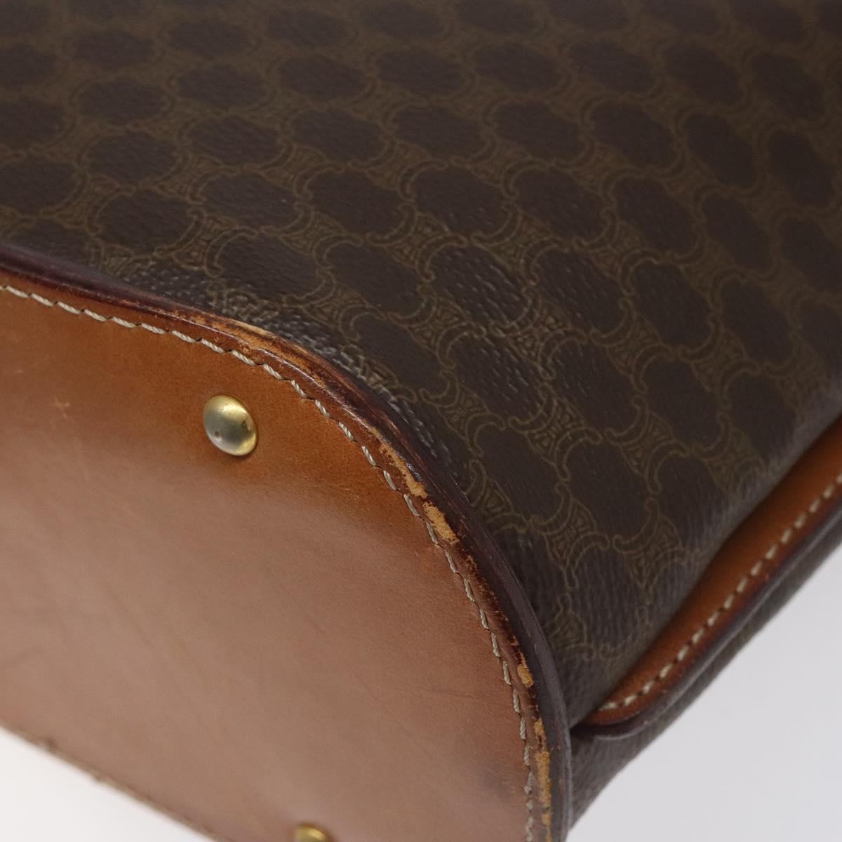 CELINE Macadam Canvas Shoulder Bag PVC Leather Brown Gold Auth BD091