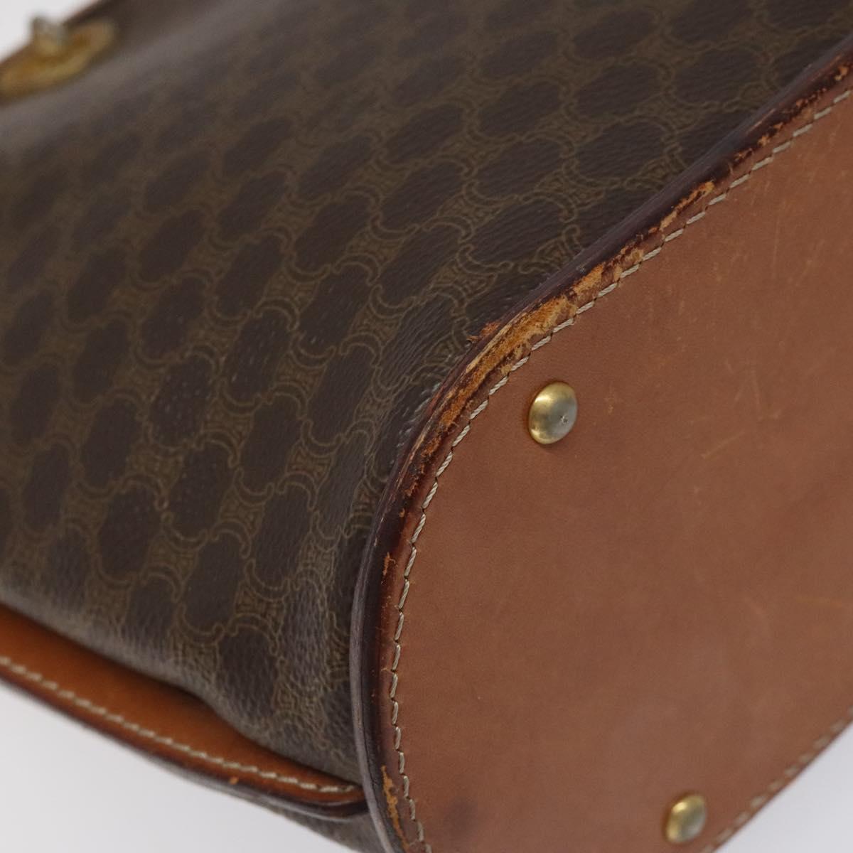 CELINE Macadam Canvas Shoulder Bag PVC Leather Brown Gold Auth BD091