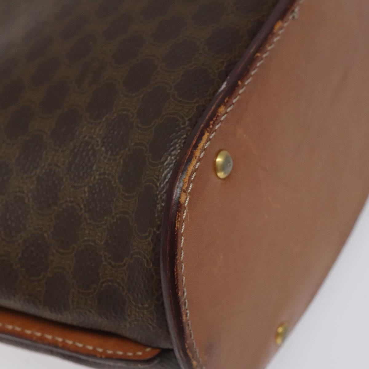 CELINE Macadam Canvas Shoulder Bag PVC Leather Brown Gold Auth BD091