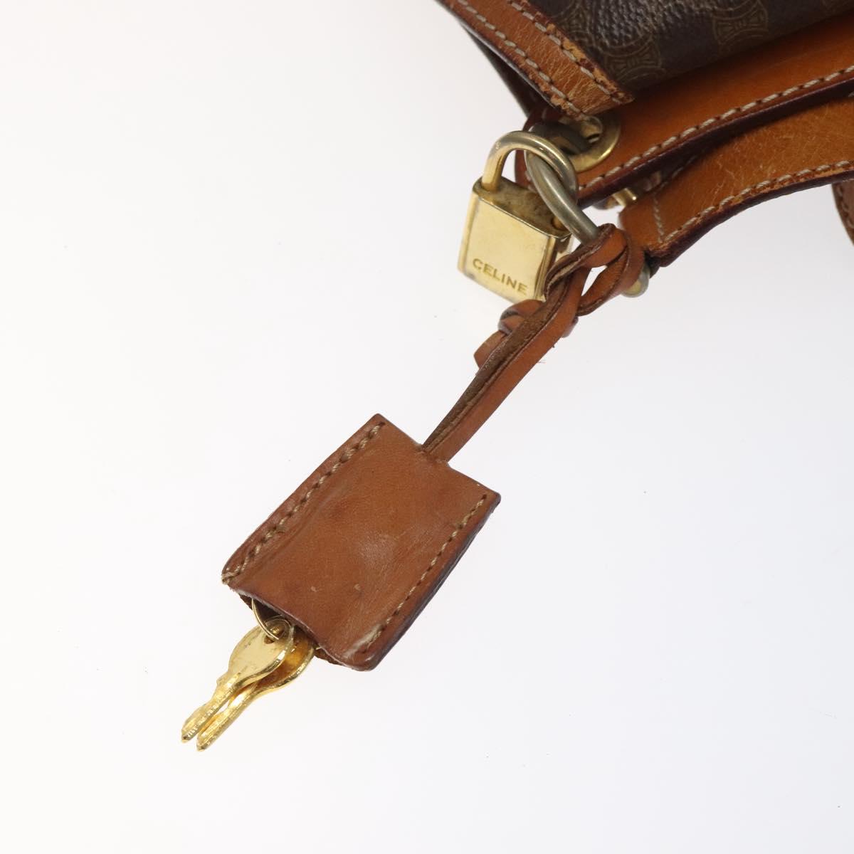 CELINE Macadam Canvas Shoulder Bag PVC Leather Brown Gold Auth BD091