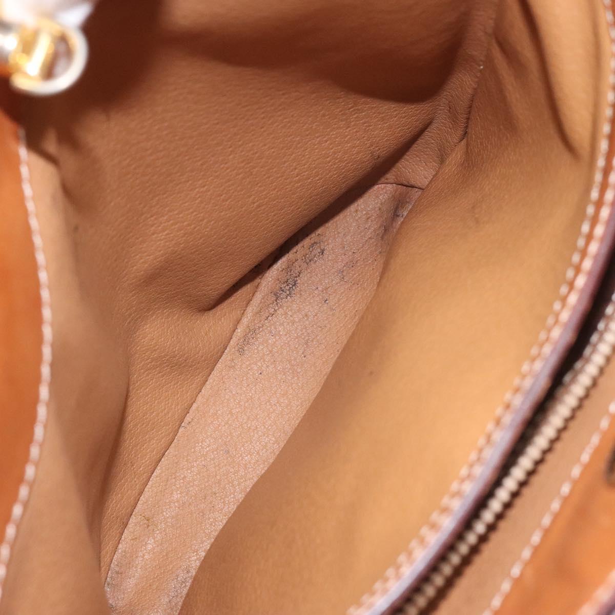 CELINE Macadam Canvas Shoulder Bag PVC Leather Brown Gold Auth BD091