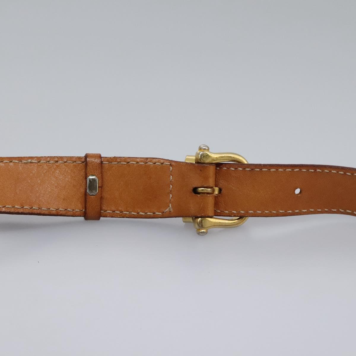 CELINE Macadam Canvas Shoulder Bag Beige Gold Auth BD092