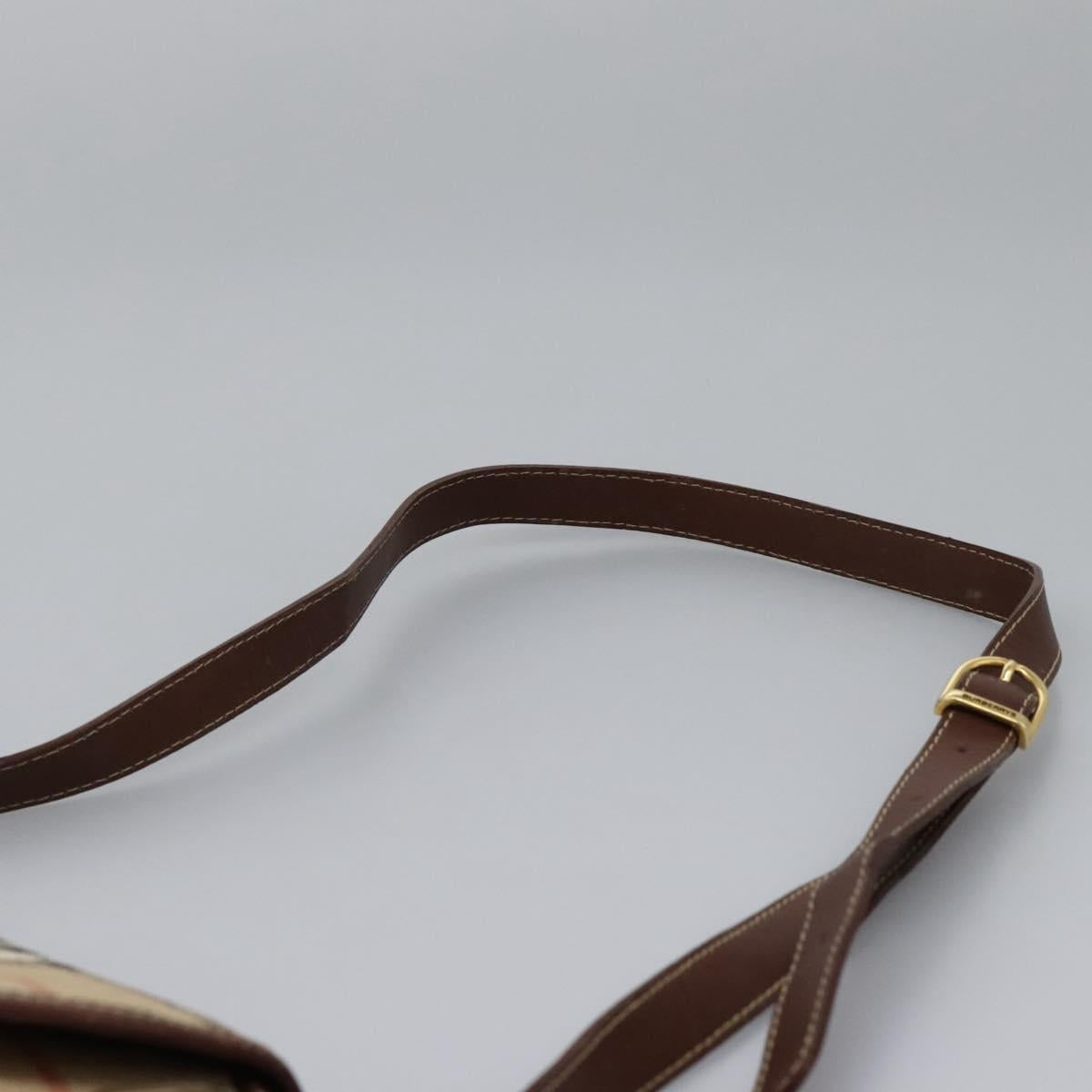 Burberrys Nova Check Shoulder Bag PVC Leather Beige Brown gold Auth BD093