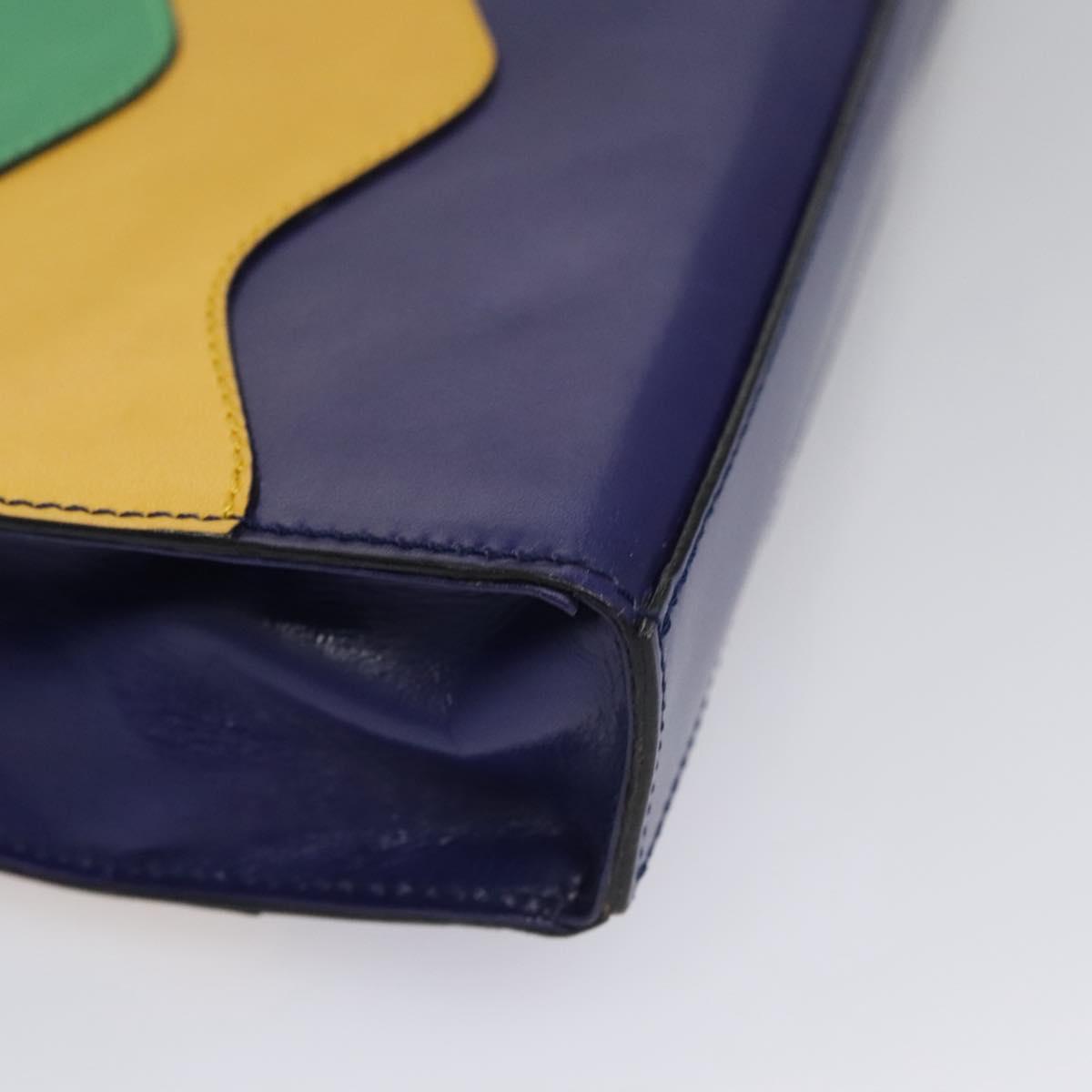 CELINE Chain Shoulder Bag Leather Multicolor Gold Auth BD096AV