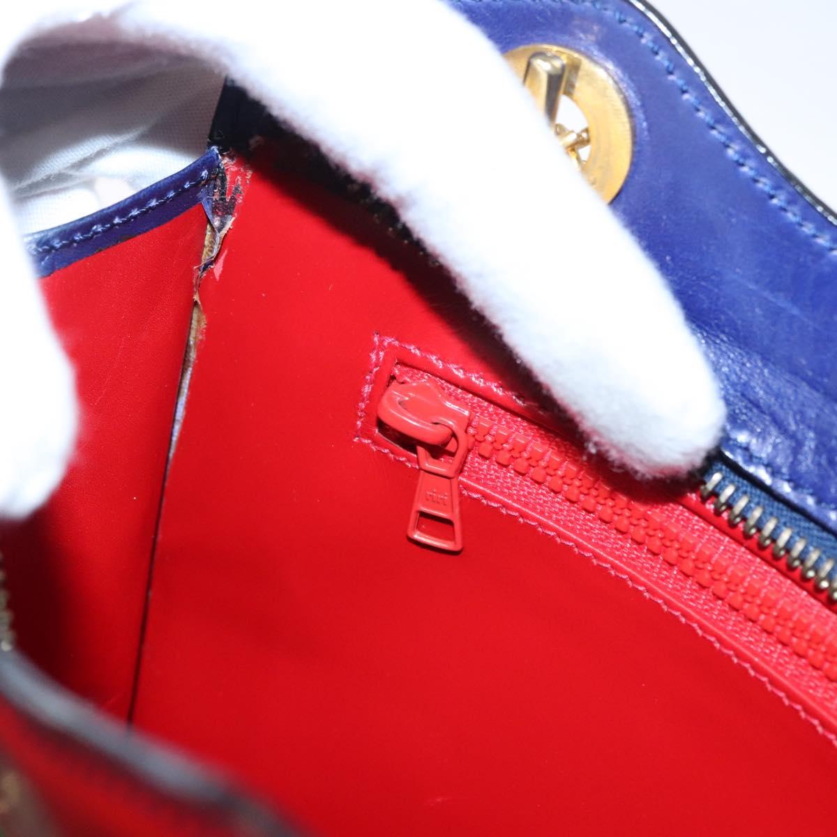 CELINE Chain Shoulder Bag Leather Multicolor Gold Auth BD096AV