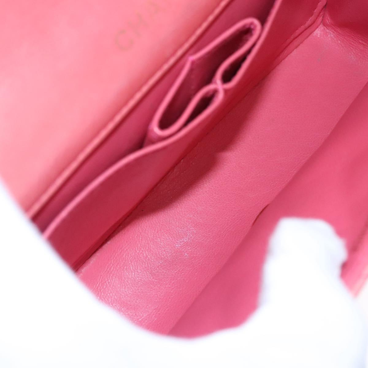 CHANEL Matelasse Chain Shoulder Bag Lamb Skin Pink Gold CC Auth BD1008