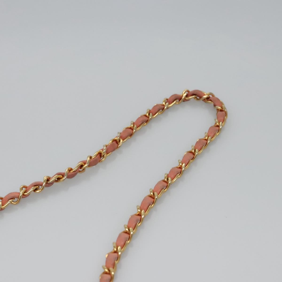 CHANEL Matelasse Chain Shoulder Bag Lamb Skin Pink Gold CC Auth BD1008