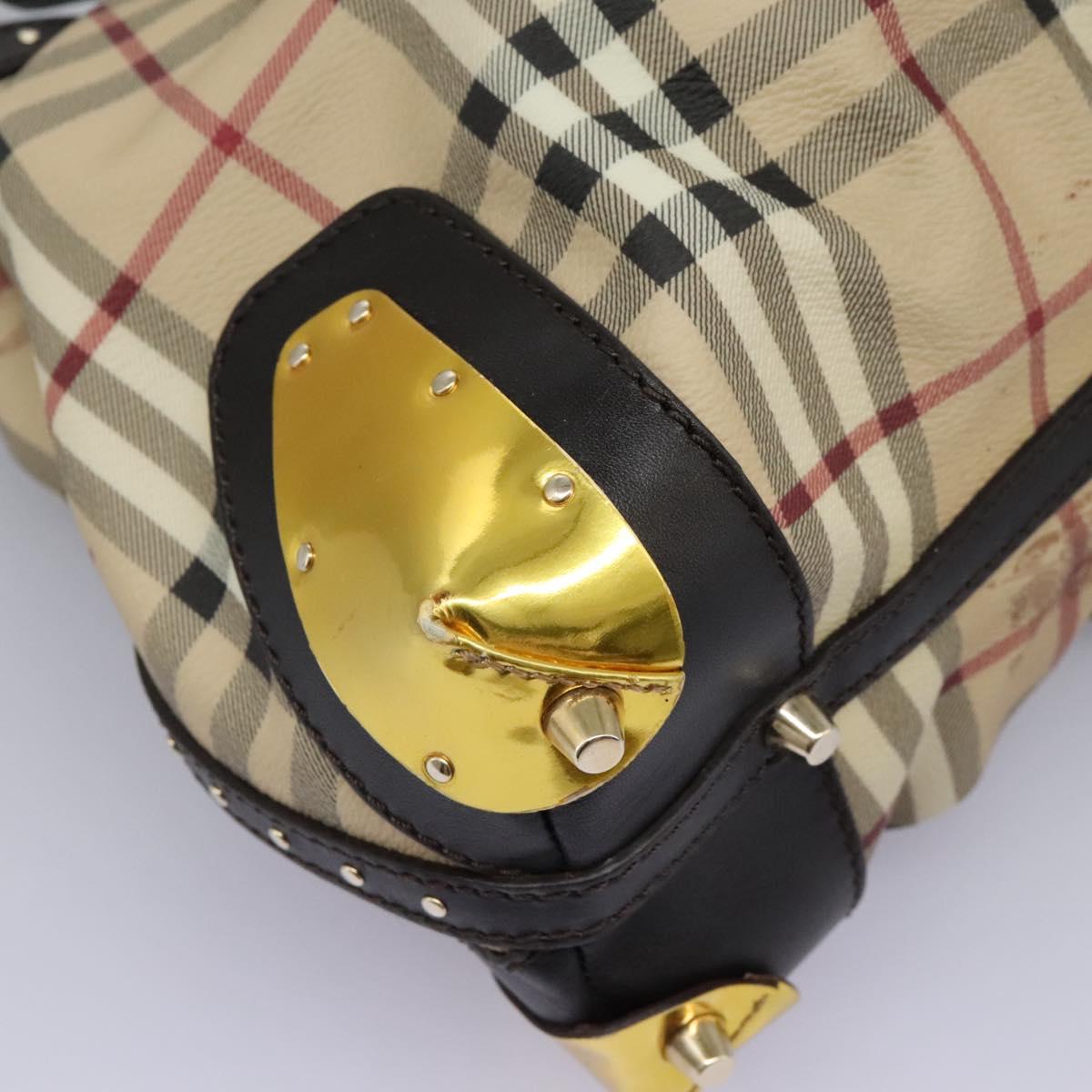 BURBERRY Nova Check Shoulder Bag PVC Beige Auth BD1024