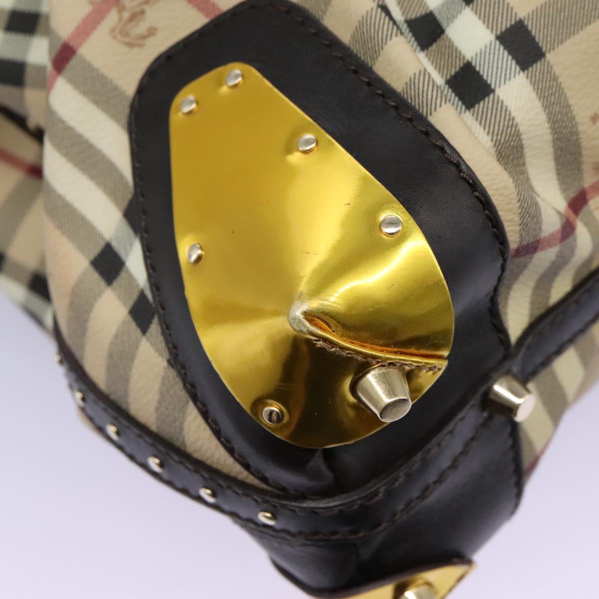 BURBERRY Nova Check Shoulder Bag PVC Beige Auth BD1024