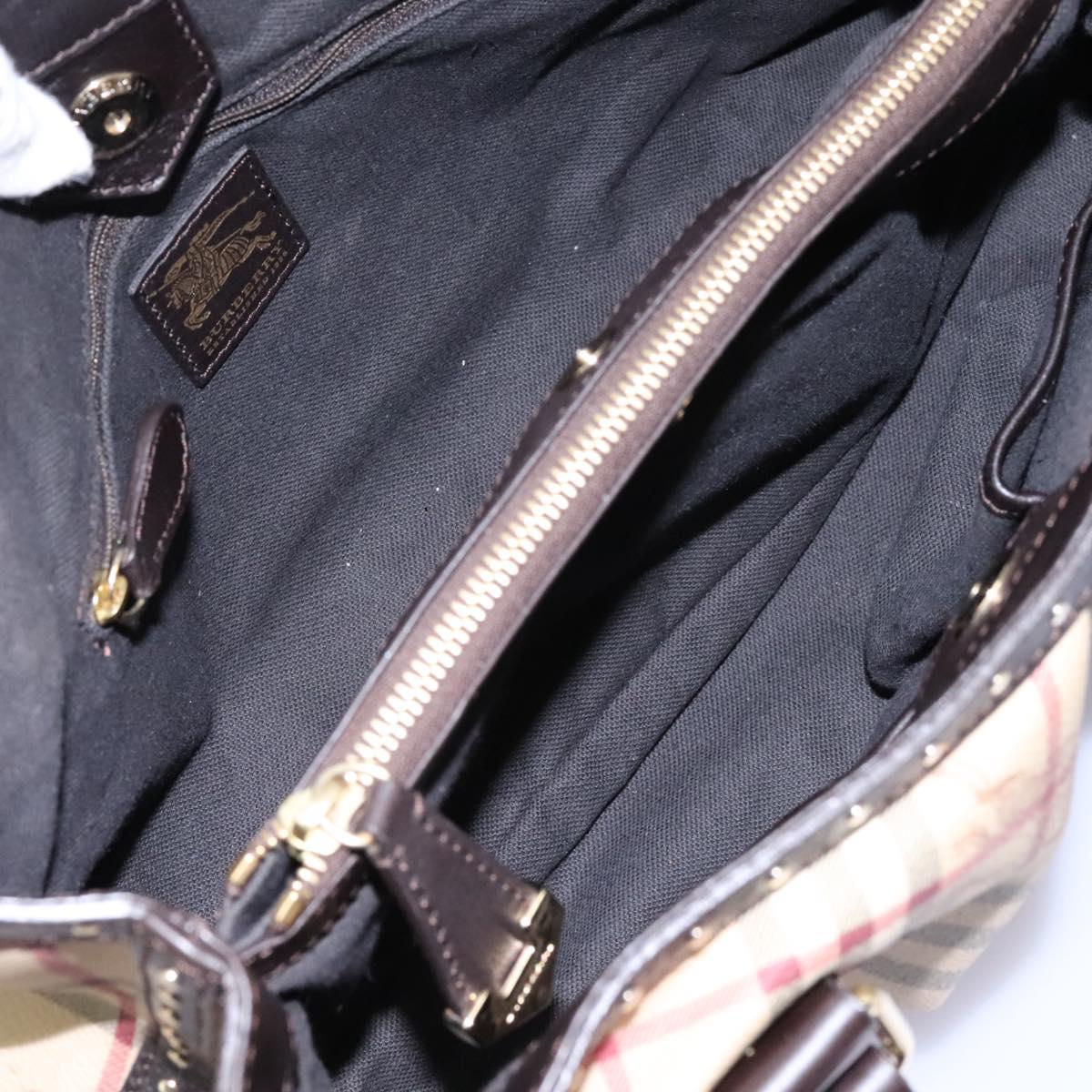 BURBERRY Nova Check Shoulder Bag PVC Beige Auth BD1024