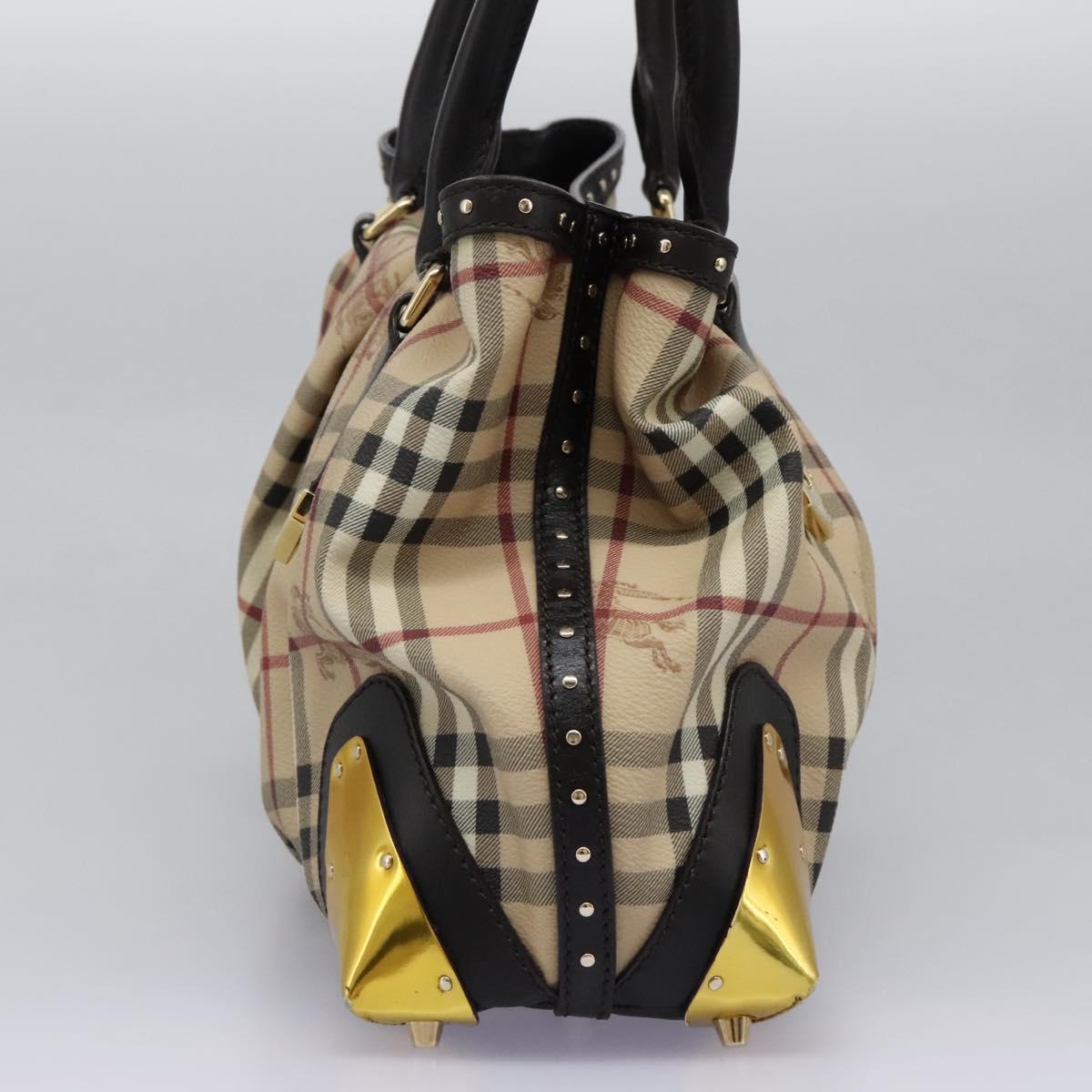 BURBERRY Nova Check Shoulder Bag PVC Beige Auth BD1024