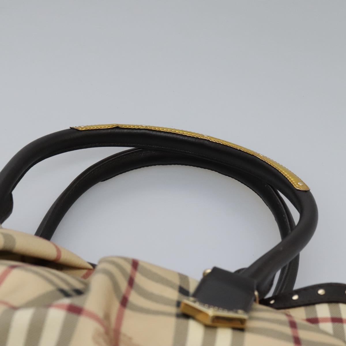 BURBERRY Nova Check Shoulder Bag PVC Beige Auth BD1024