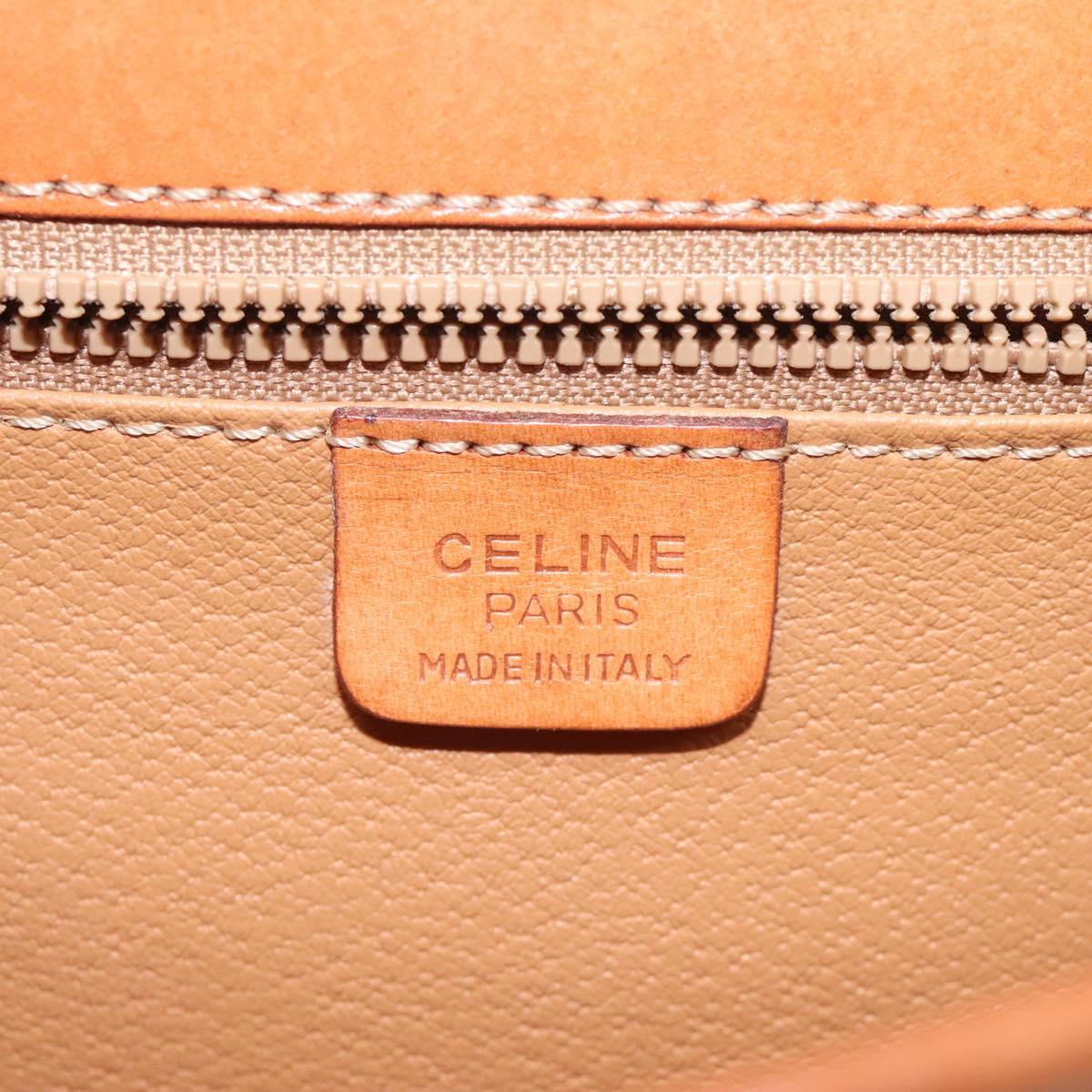 CELINE Macadam Canvas Shoulder Bag PVC Leather Brown Gold Auth BD1027