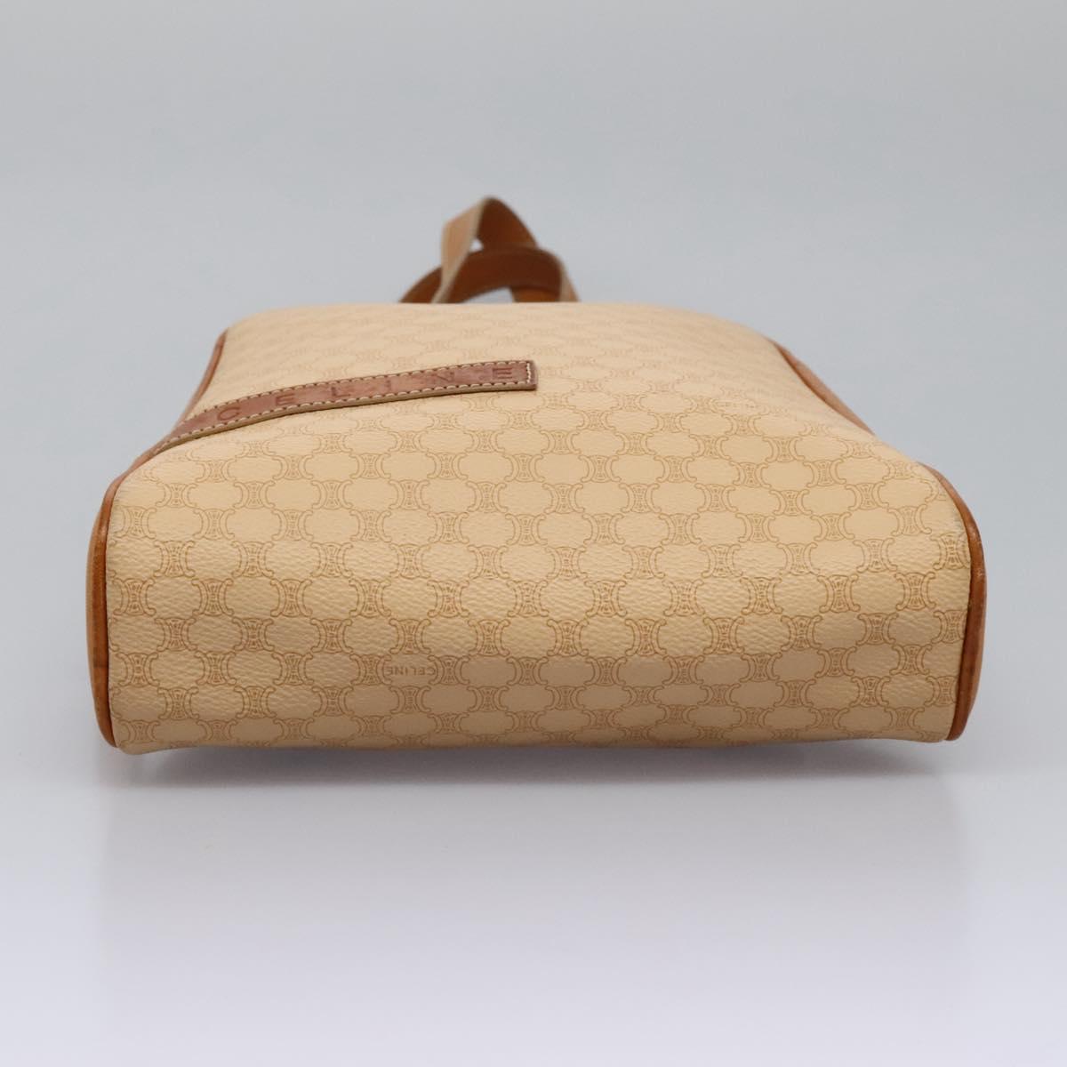 CELINE Macadam Canvas Backpack PVC Leather Beige Auth BD1038