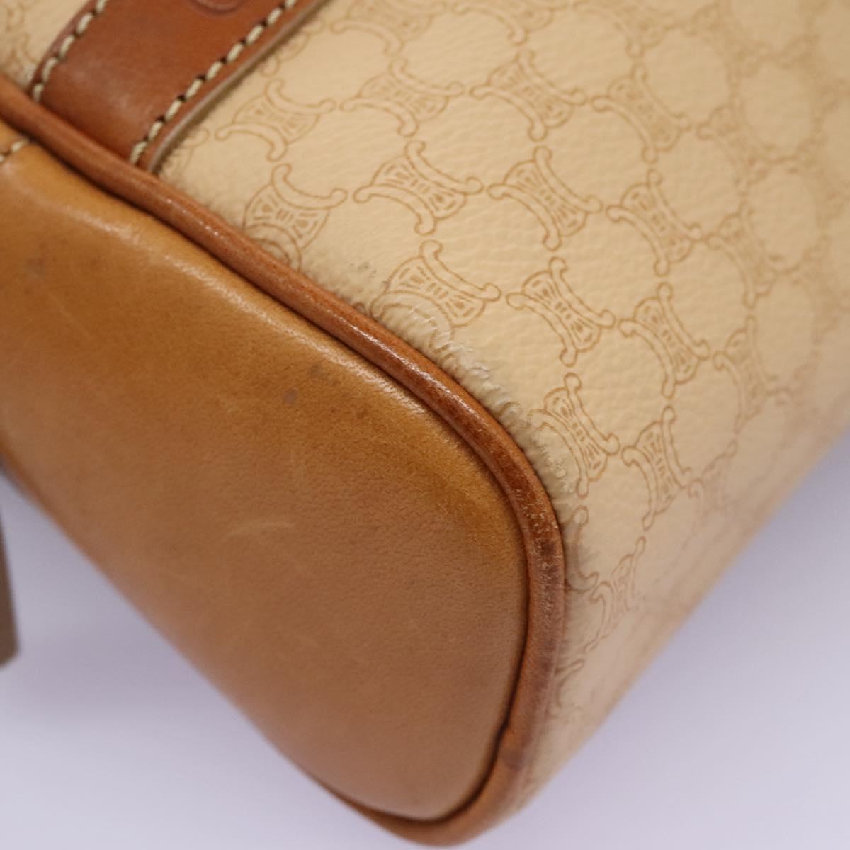 CELINE Macadam Canvas Backpack PVC Leather Beige Auth BD1038