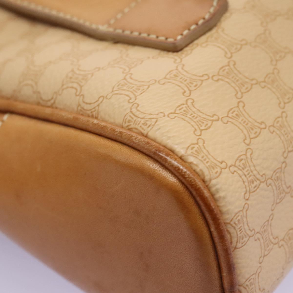 CELINE Macadam Canvas Backpack PVC Leather Beige Auth BD1038