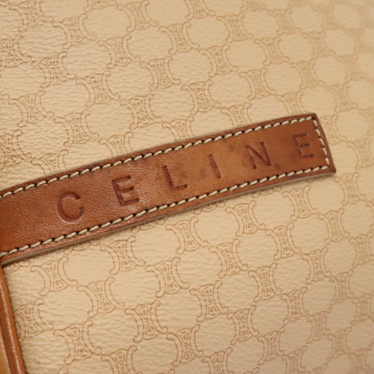 CELINE Macadam Canvas Backpack PVC Leather Beige Auth BD1038