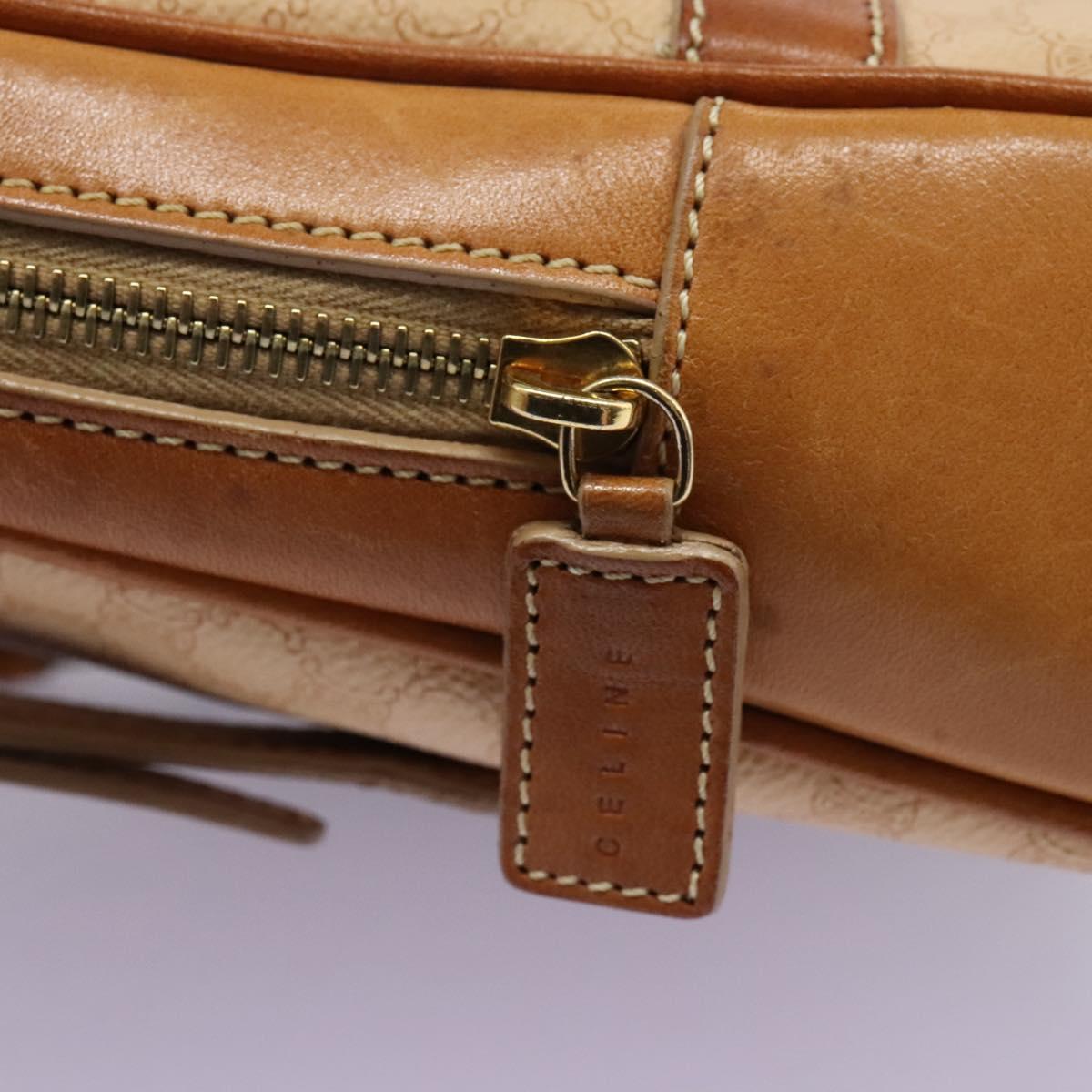 CELINE Macadam Canvas Backpack PVC Leather Beige Auth BD1038