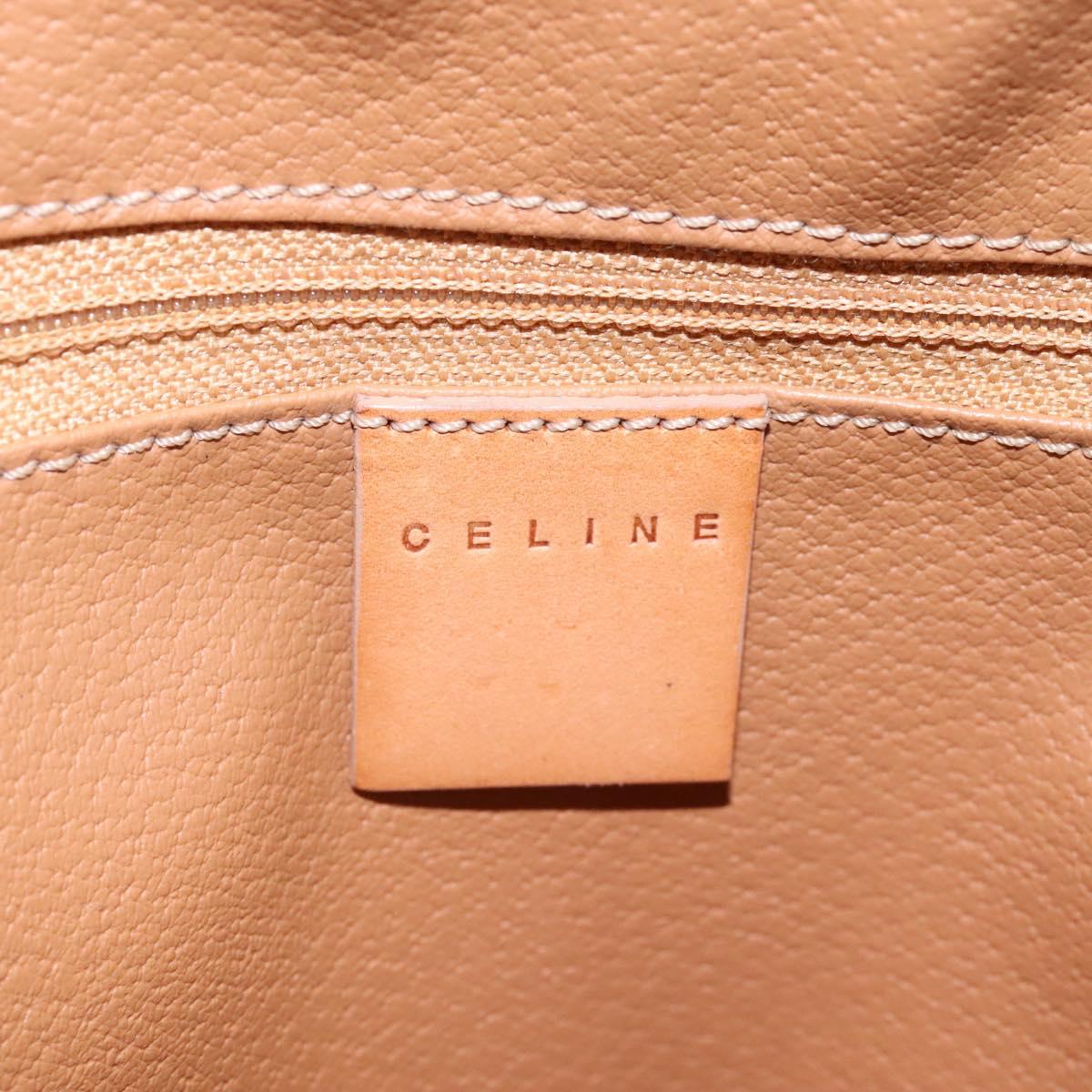 CELINE Macadam Canvas Backpack PVC Leather Beige Auth BD1038
