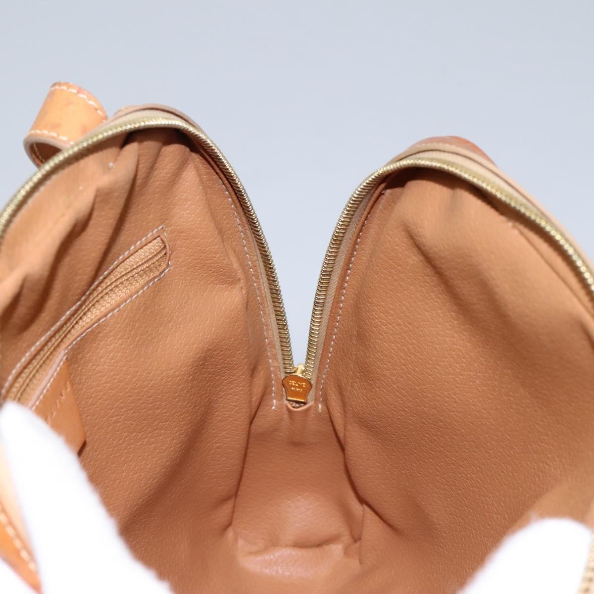 CELINE Macadam Canvas Backpack PVC Leather Beige Auth BD1038