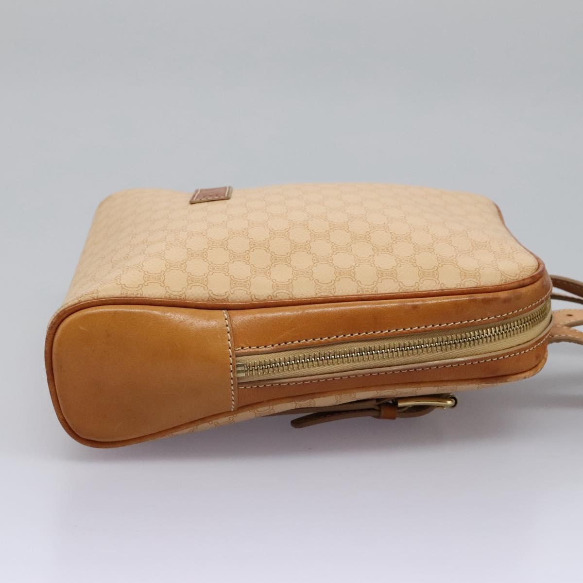 CELINE Macadam Canvas Backpack PVC Leather Beige Auth BD1038