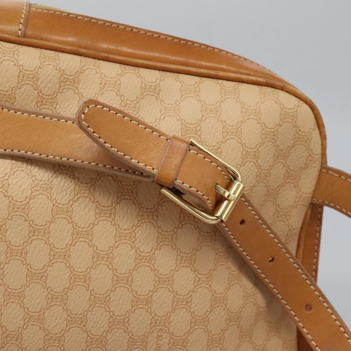 CELINE Macadam Canvas Backpack PVC Leather Beige Auth BD1038