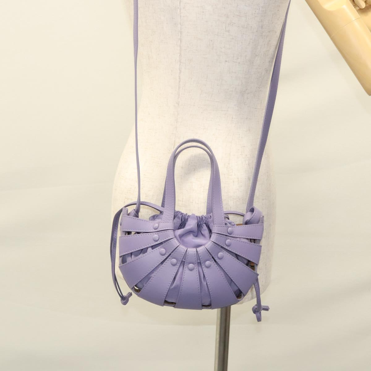 BOTTEGA VENETA Shell Shoulder Bag Leather Purple Auth BD1058AV
