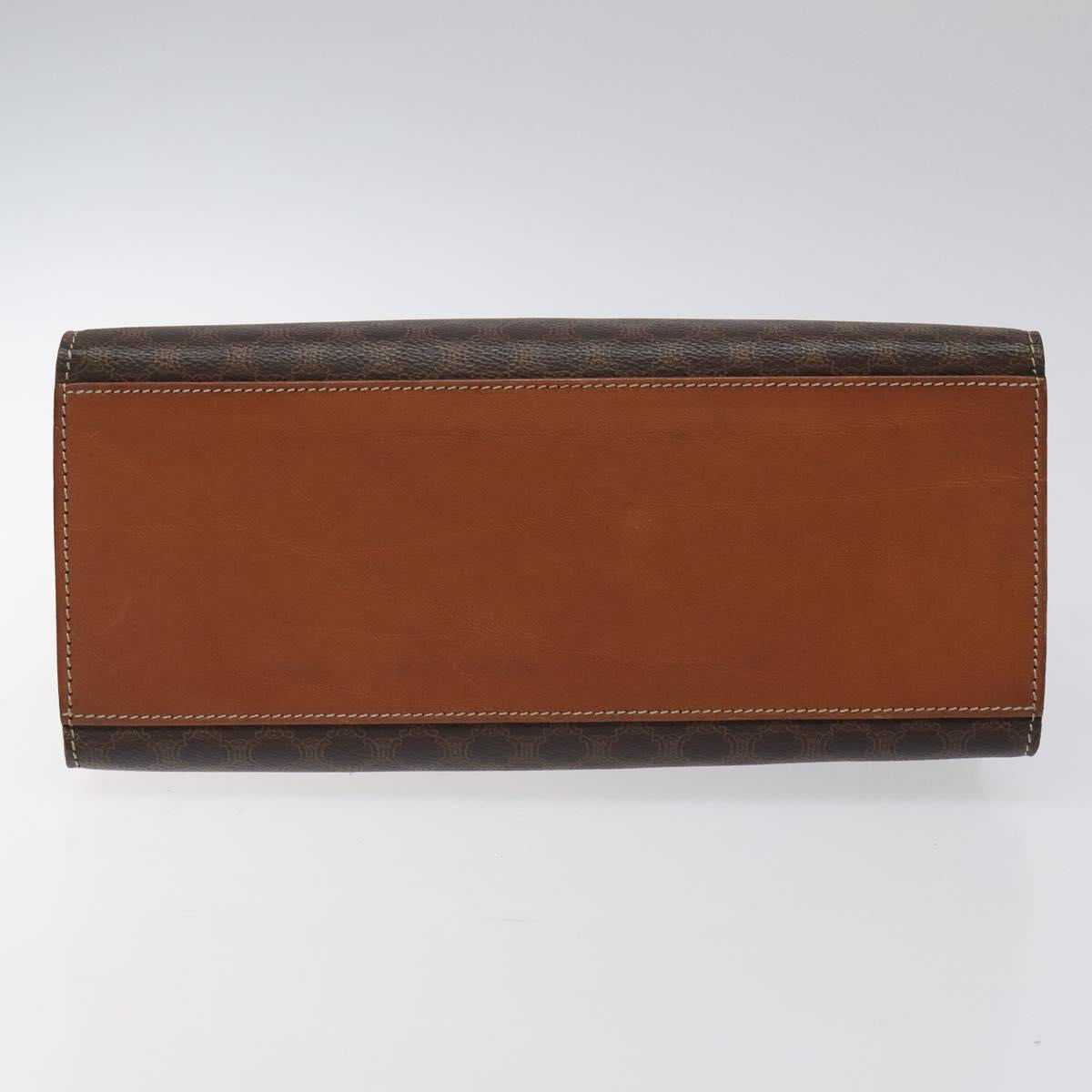 CELINE Macadam Canvas Hand Bag PVC Leather Brown Gold Auth BD1082