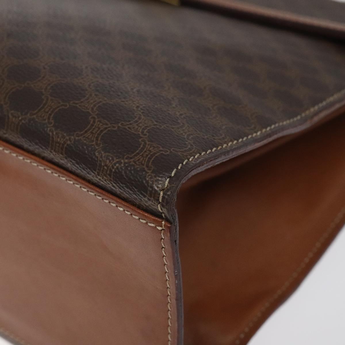 CELINE Macadam Canvas Hand Bag PVC Leather Brown Gold Auth BD1082