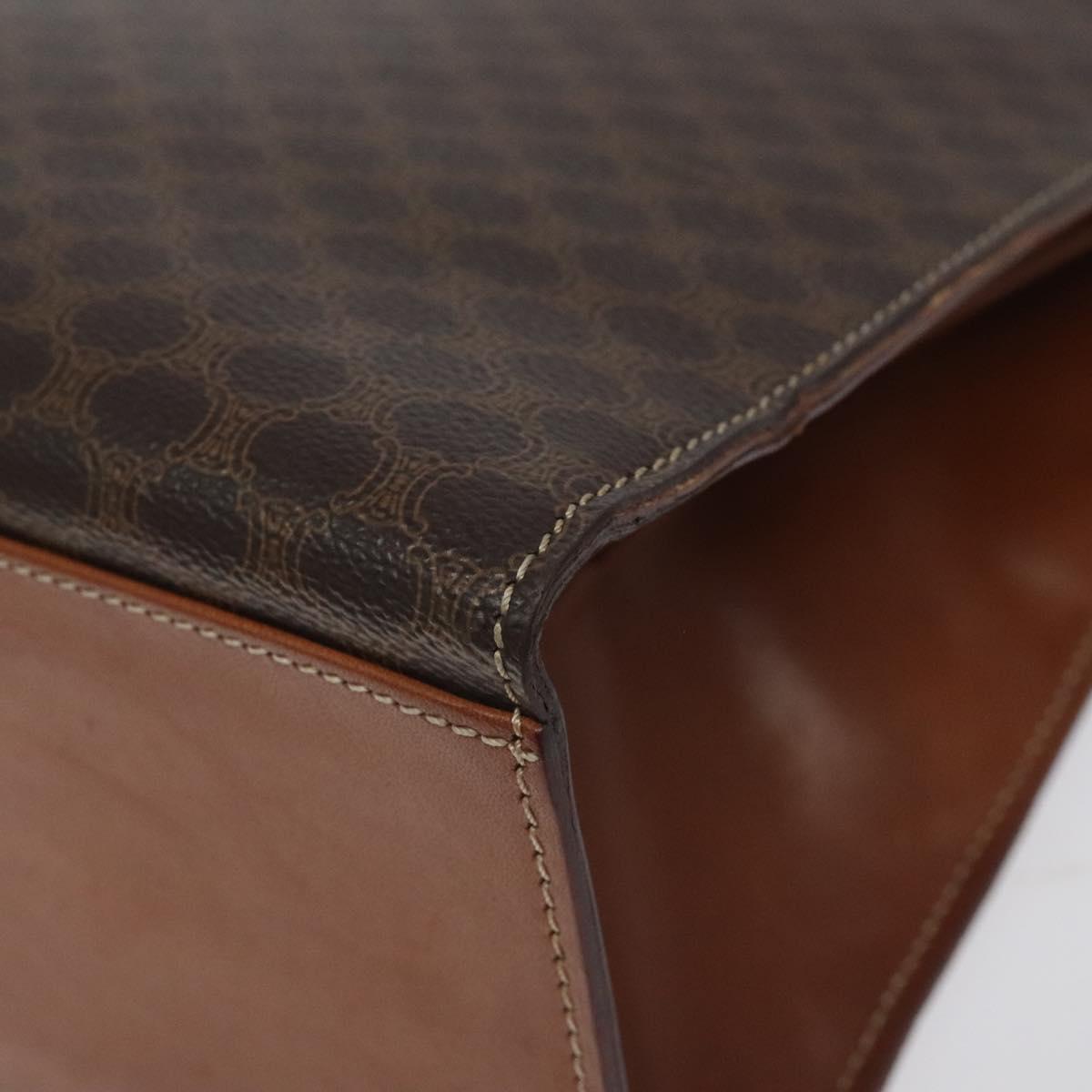 CELINE Macadam Canvas Hand Bag PVC Leather Brown Gold Auth BD1082