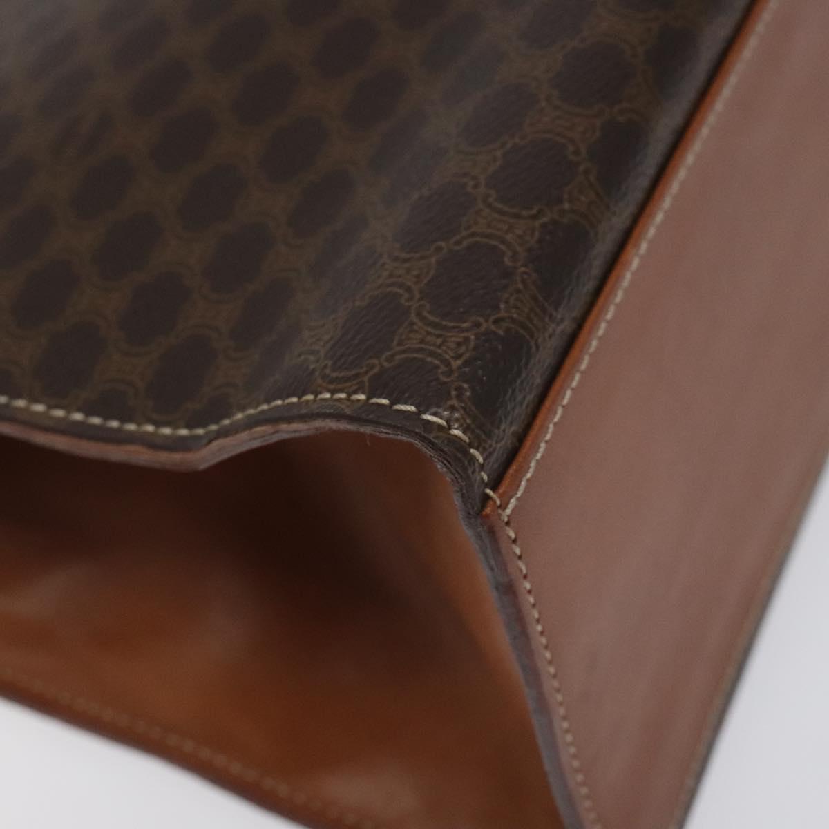 CELINE Macadam Canvas Hand Bag PVC Leather Brown Gold Auth BD1082