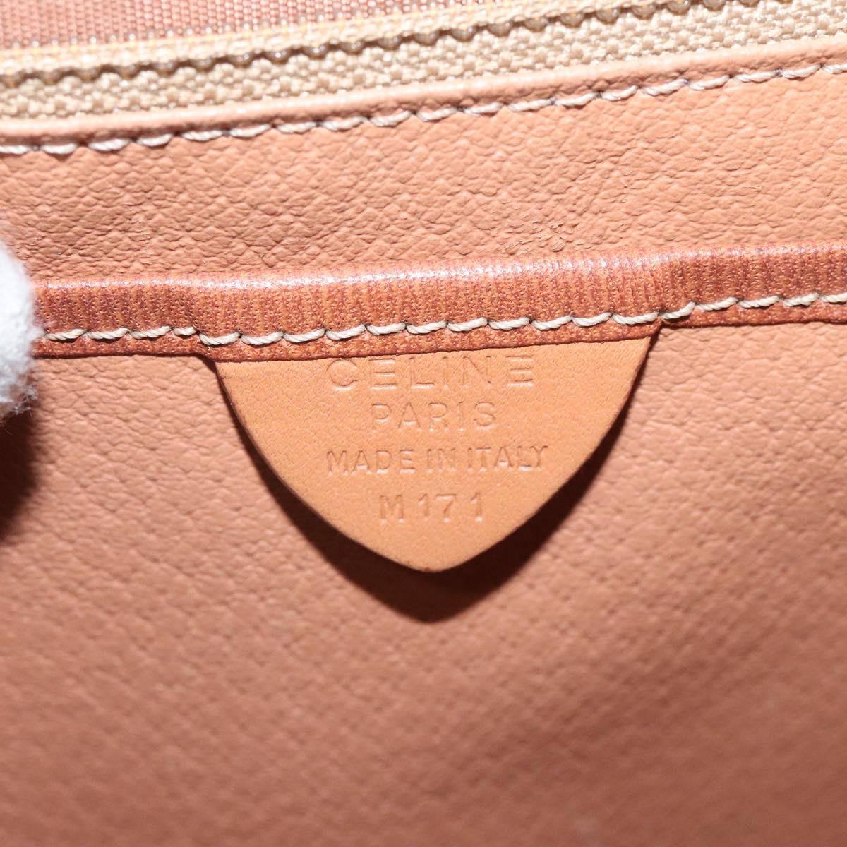 CELINE Macadam Canvas Hand Bag PVC Leather Brown Gold Auth BD1082